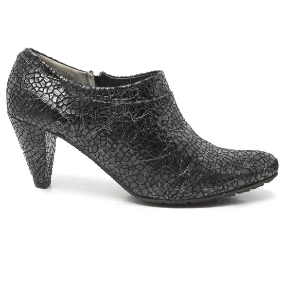 Ron White Leather Patent Ankle Shoe Shootie Black Reptile Eyelash Holographic 42 - Picture 2 of 13